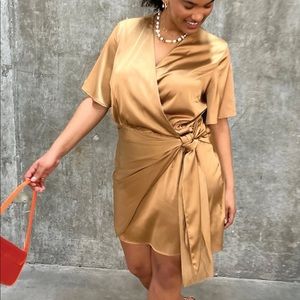 NWT Gold Wrap Mini Dress | Never Fully Dressed